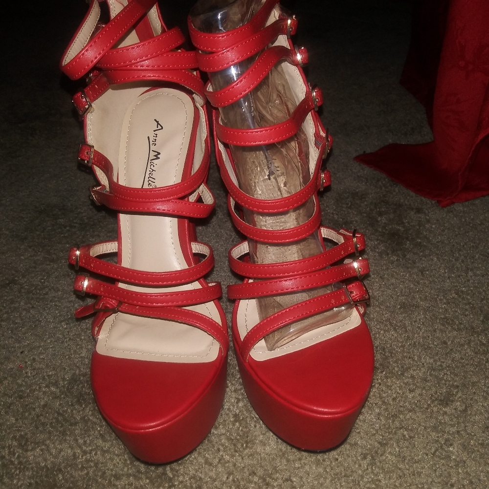 Red strappy sandals